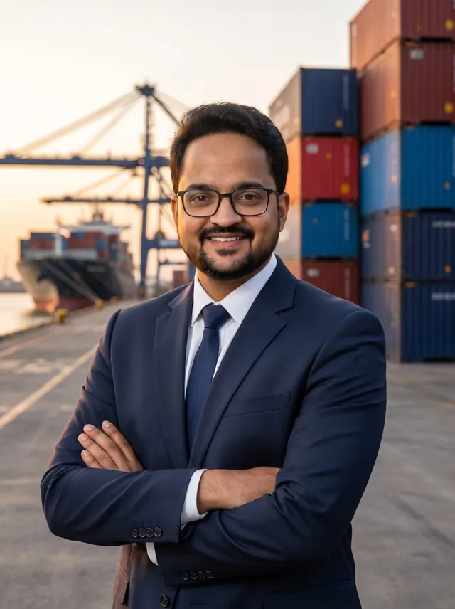 Mr. Suprans at a container port