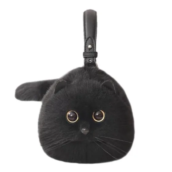 Plush cat handbag